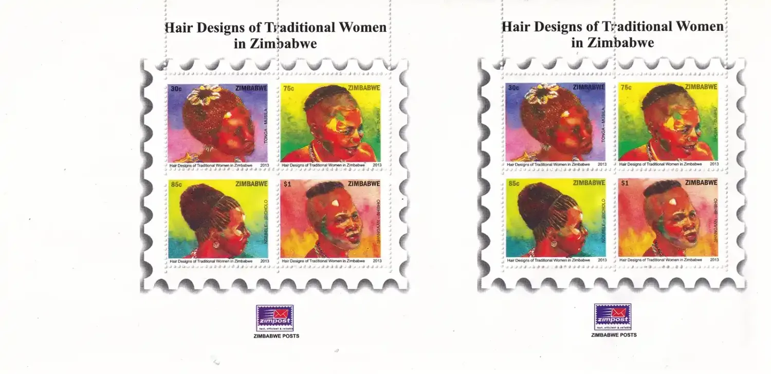 Zimbabwe 2013 Traditional Women's Hair Styles (ss/4v). Uncut M/S with Perf Shift - MNH** Zimbabwe 2013 Traditional Women's Hair Styles (ss/4v). Uncut M/S with Perf Shift - MNH**