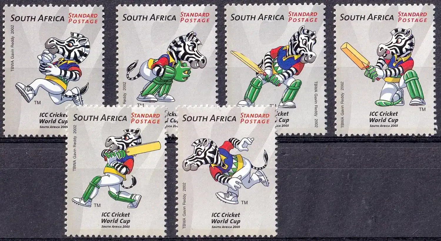South Africa 2002 Cricket World Cup - South Africa 2003 (6v). MNH(**) South Africa 2002 Cricket World Cup - South Africa 2003 (6v). MNH(**)