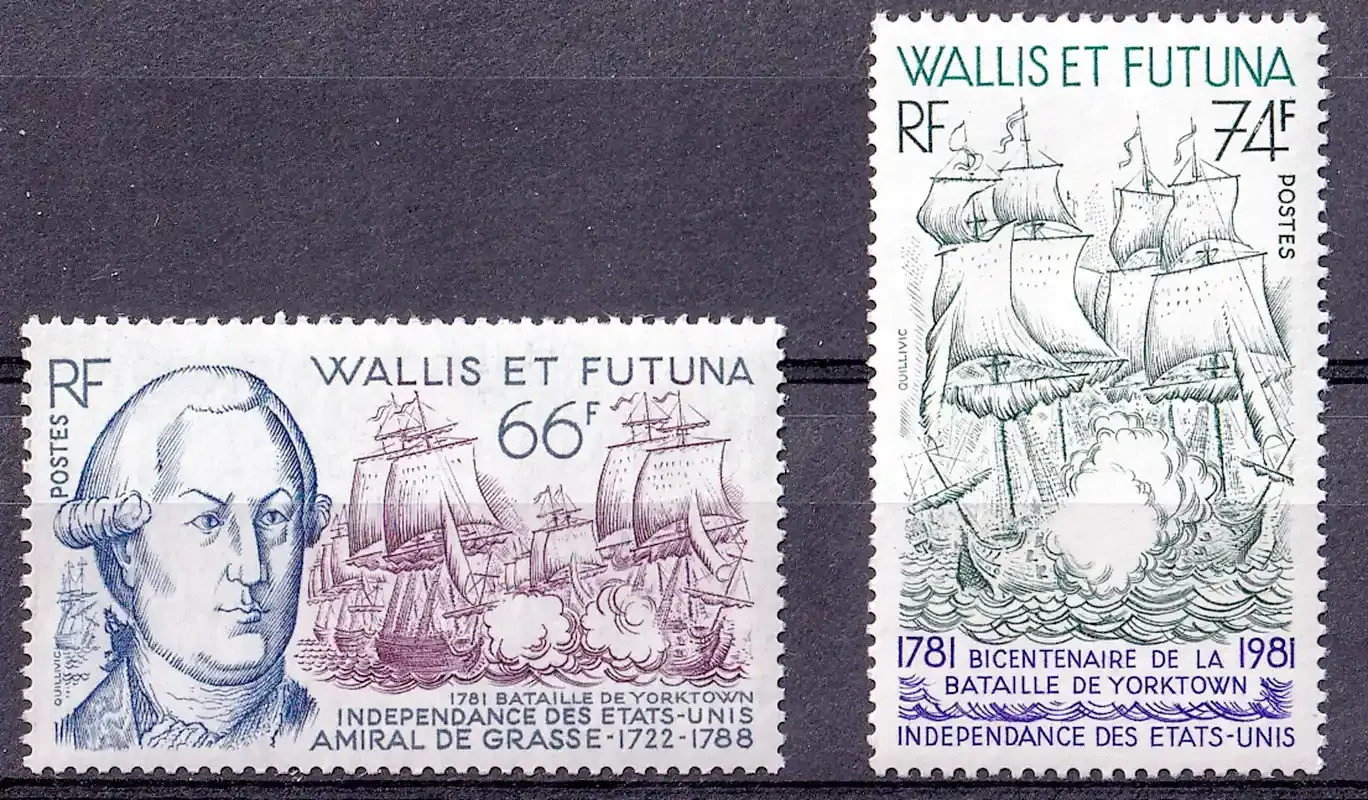 Wallis and Futuna Islands, 1981 The 200th Anniv of Battle of Virginia Capes (2v). MNH(**) Wallis and Futuna Islands, 1981 The 200th Anniv of Battle of Virginia Capes (2v). MNH(**)