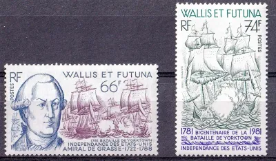 Wallis and Futuna Islands, 1981 The 200th Anniv of Battle of Virginia Capes (2v). MNH(**) Wallis and Futuna Islands, 1981 The 200th Anniv of Battle of Virginia Capes (2v). MNH(**)