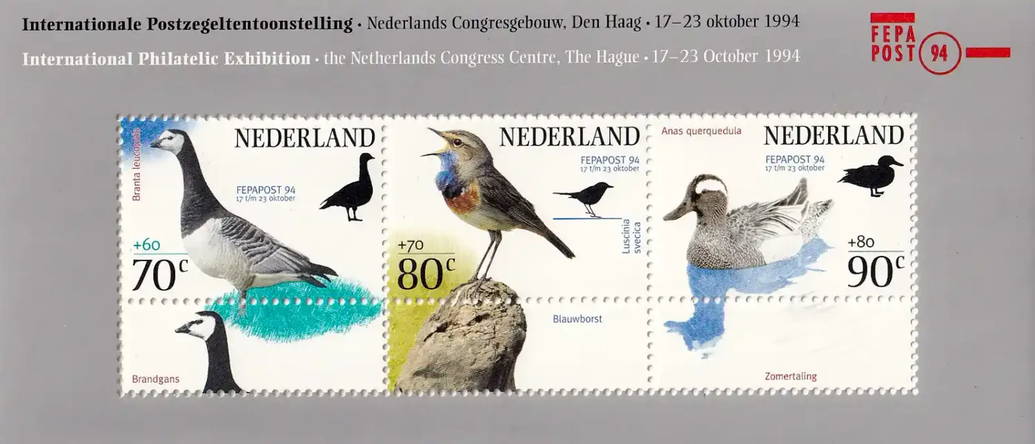 Netherlands 1994 Birds - International Stamp Exhibition "FEPAPOST '94" - The Hague, Nederlands (ss/3v) MNH(**)