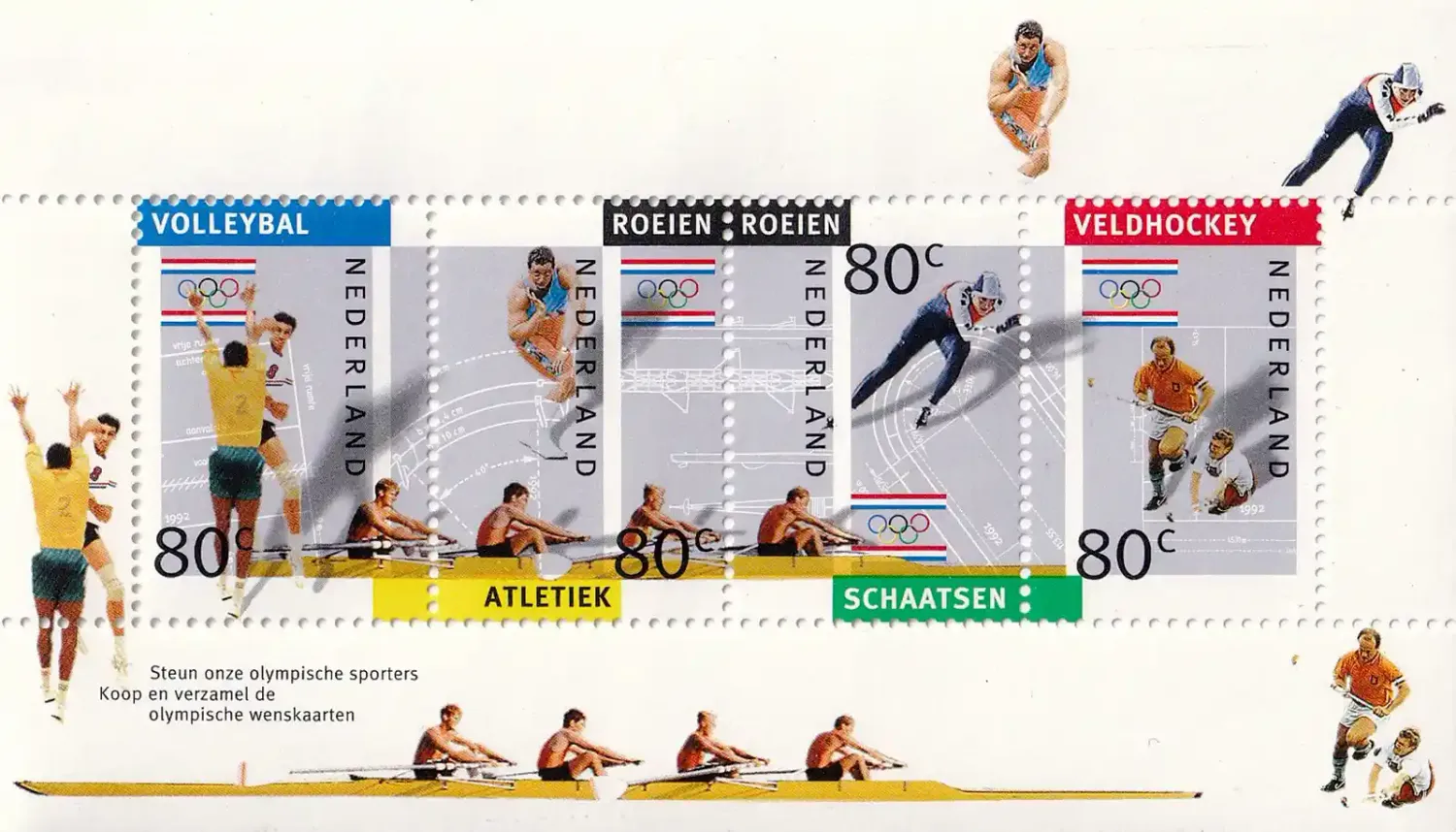 Netherlands 1992 Olympic Games - Barcelona, Spain & Winter Olympic Games - Albertville, France (ss/5v) MNH(**) Netherlands 1992 Olympic Games - Barcelona, Spain & Winter Olympic Games - Albertville, France (ss/5v) MNH(**)