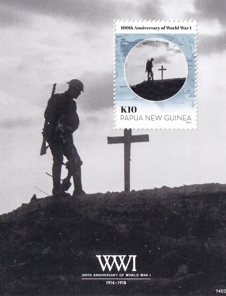 Papua New Guinea 2014 The 100th Anniv of the Beginning of World War I (ss/1v). MNH Papua New Guinea 2014 The 100th Anniv of the Beginning of World War I (ss/1v). MNH