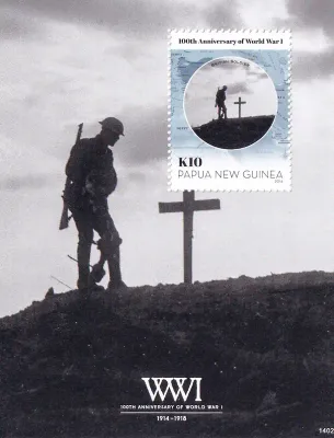 Papua New Guinea 2014 The 100th Anniv of the Beginning of World War I (ss/1v). MNH Papua New Guinea 2014 The 100th Anniv of the Beginning of World War I (ss/1v). MNH
