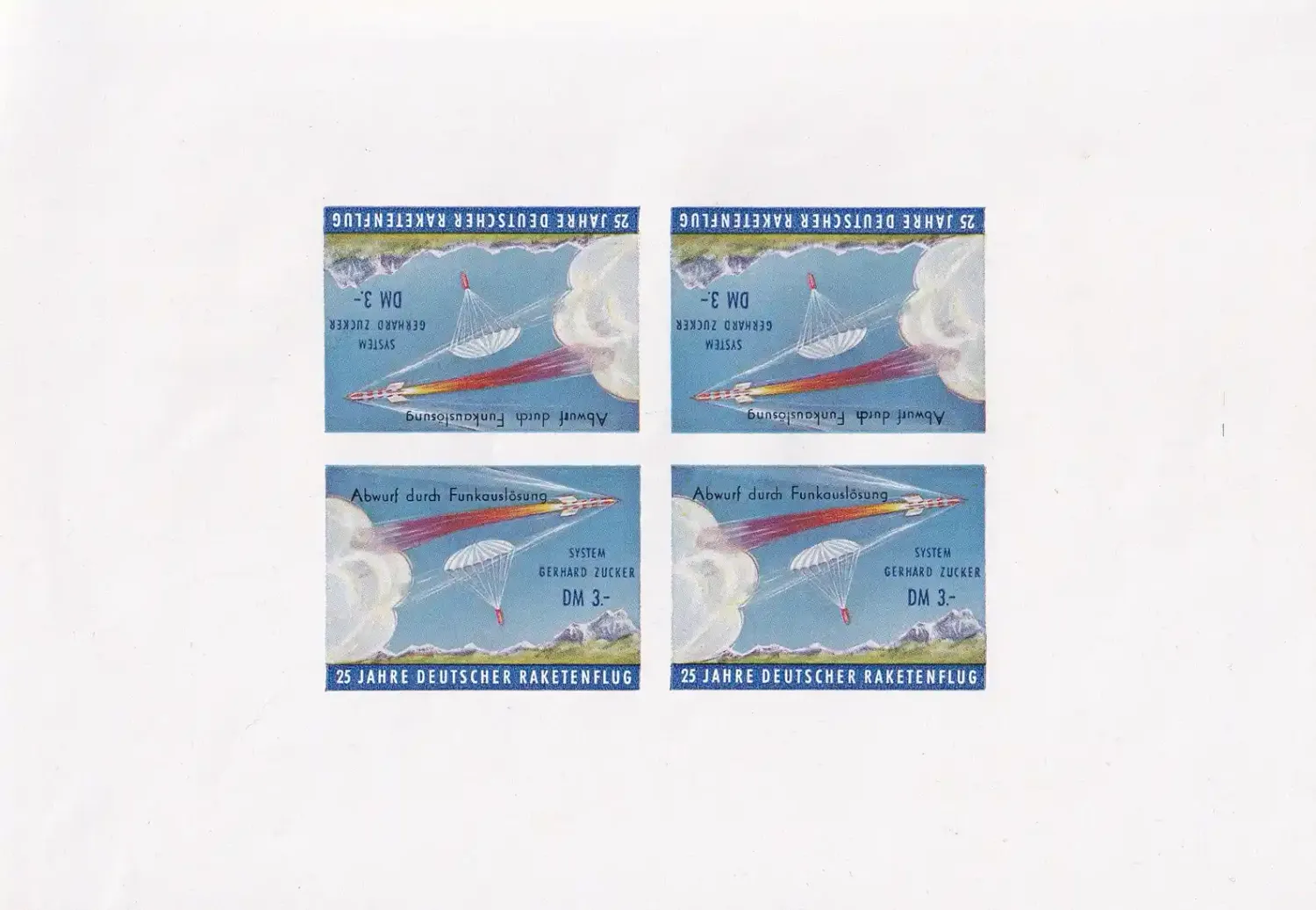 Germany 1961 Bund, Rocket Mail Tête Bêche Imperf Sheet. MNH(**) Germany 1961 Bund, Rocket Mail Tête Bêche Imperf Sheet. MNH(**)