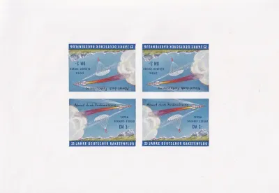 Germany 1961 Bund, Rocket Mail Tête Bêche Imperf Sheet. MNH(**)