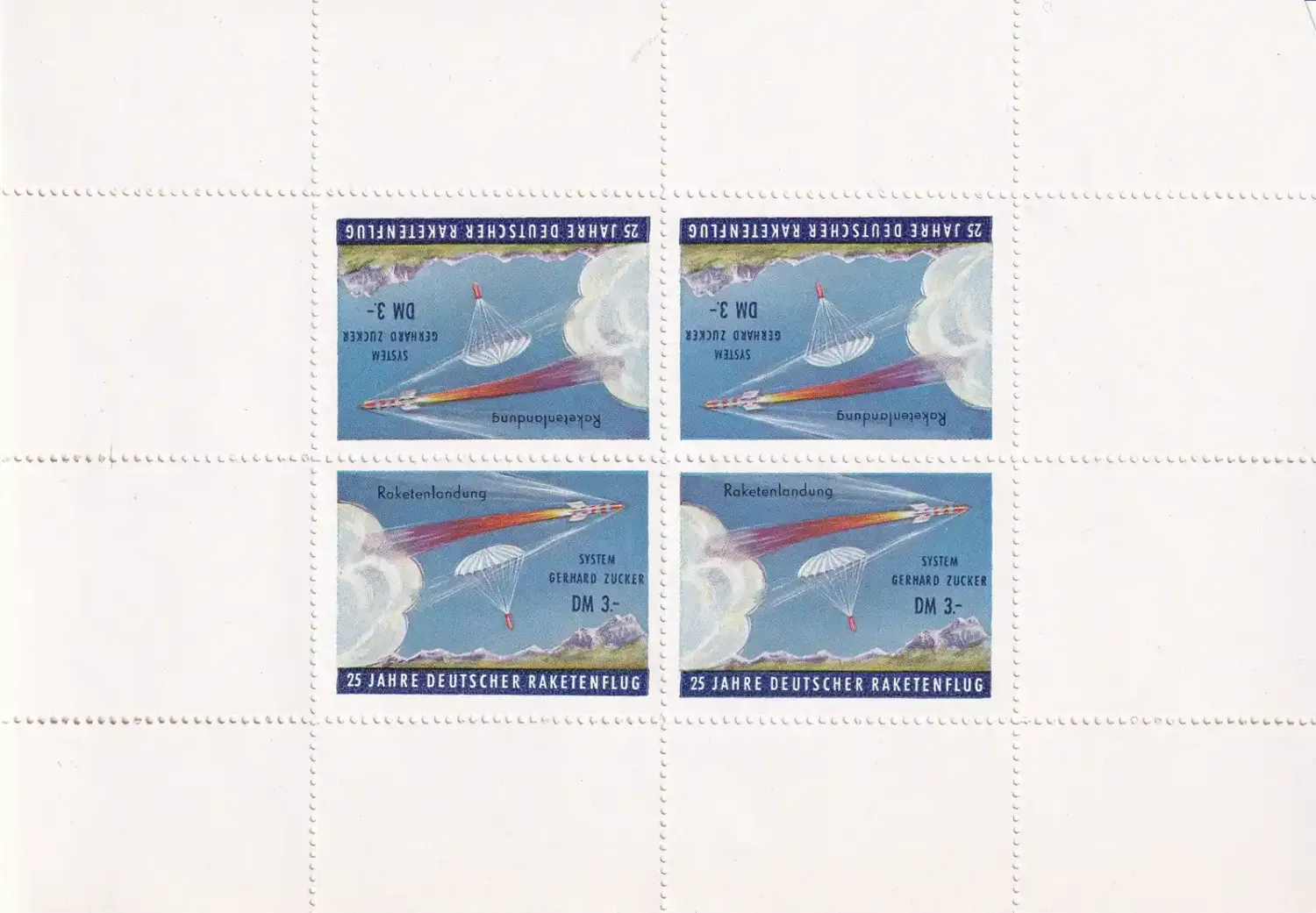 Germany 1961 Bund, Rocket Mail Tête Bêche Perf Sheet. MNH(**) Germany 1961 Bund, Rocket Mail Tête Bêche Perf Sheet. MNH(**)