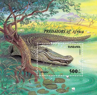 Tanzania 1995 African Predators, Crocodile (ss/1v). MNH(**) Tanzania 1995 African Predators, Crocodile (ss/1v). MNH(**)