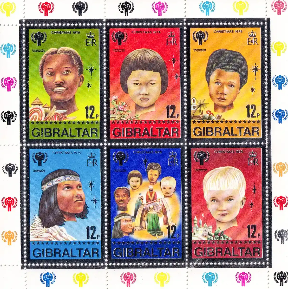 Gibraltar 1979 Christmas - International Year of the Child (ss/6v). MNH(**) Gibraltar 1979 Christmas - International Year of the Child (ss/6v). MNH(**)
