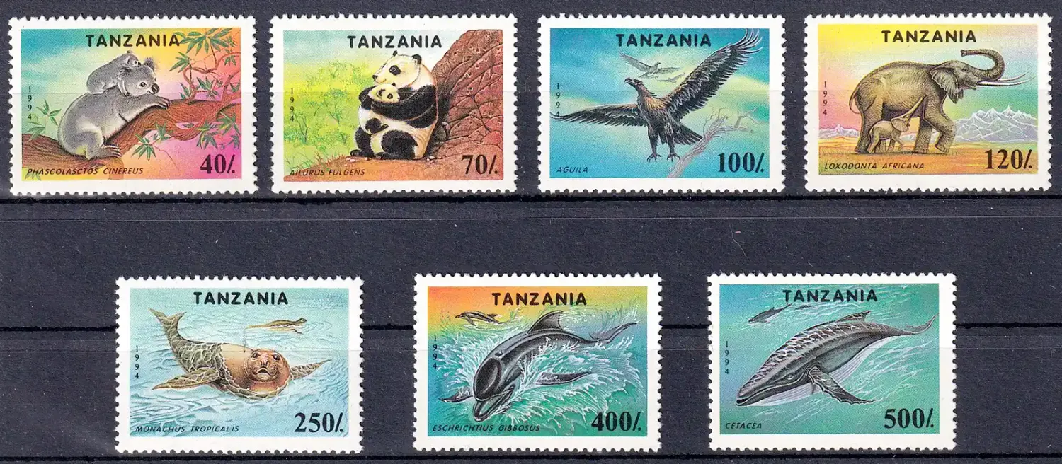 Tanzania 1994 Protected Animals (7v). MNH(**) Tanzania 1994 Protected Animals (7v). MNH(**)
