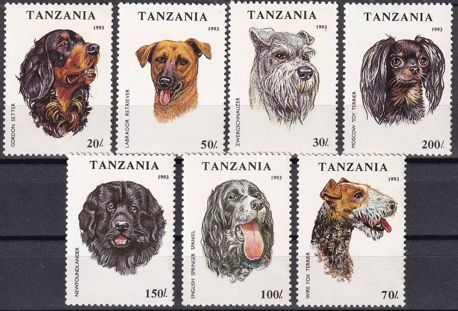 Tanzania 1993 Dogs (7v). MNH(**) Tanzania 1993 Dogs (7v). MNH(**)