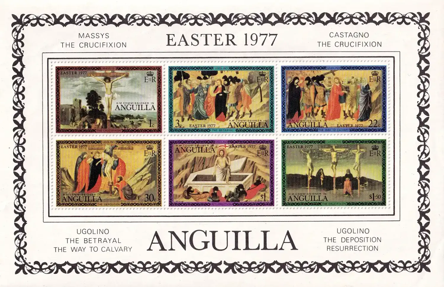 Anguilla 1977 Easter - Paintings (ss/6v). MNH(**) Anguilla 1977 Easter - Paintings (ss/6v). MNH(**)