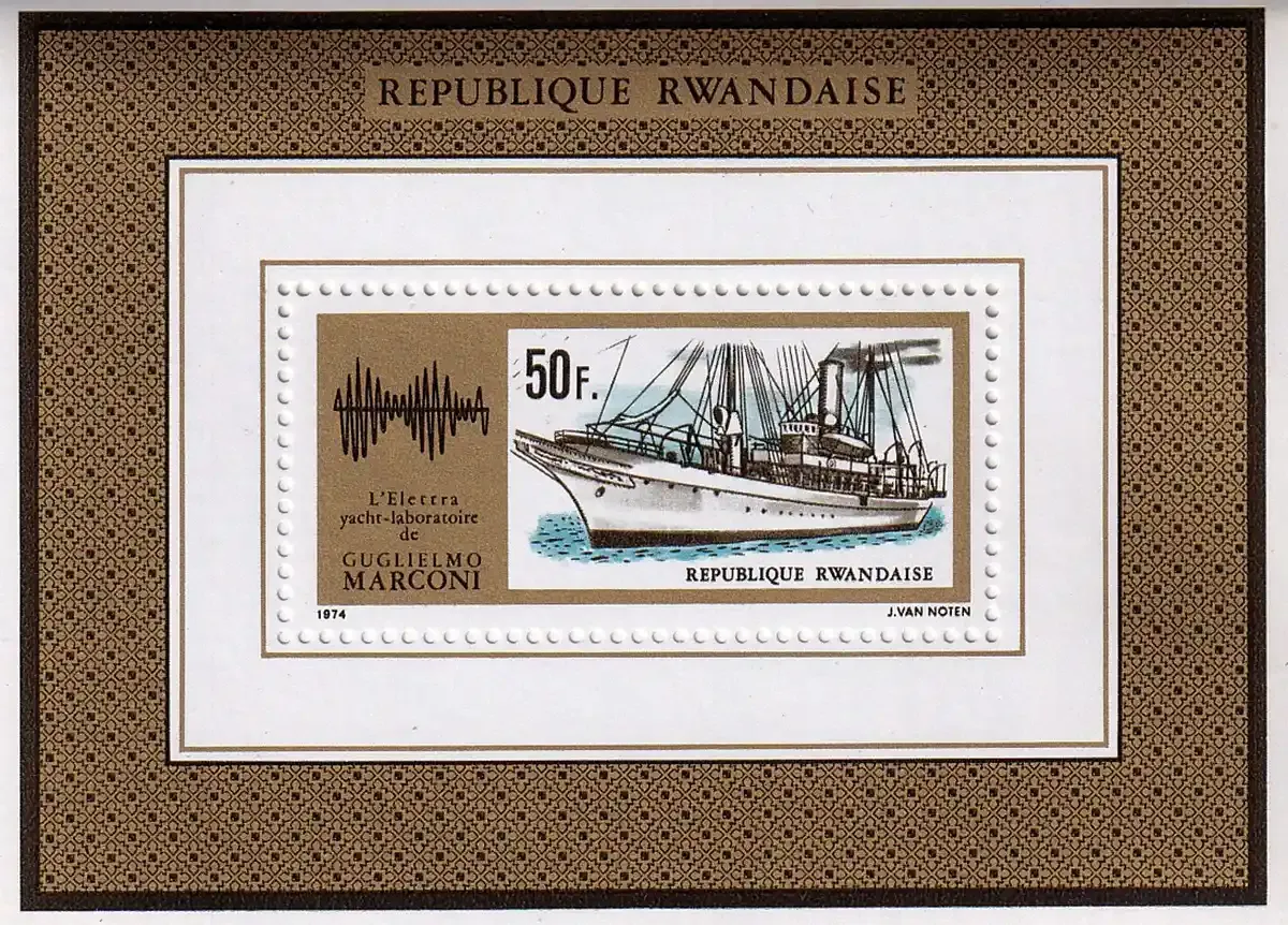 Rwanda 1974 The 100th Anniv of the Birth of Guglielmo Marconi, 1874-1937 (SS/v1). MNH(**) Rwanda 1974 The 100th Anniv of the Birth of Guglielmo Marconi, 1874-1937 (SS/v1). MNH(**)
