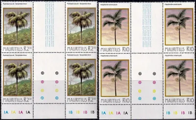 Mauritius 1984 Palm Trees (Gutter Blocks). MNH(**)