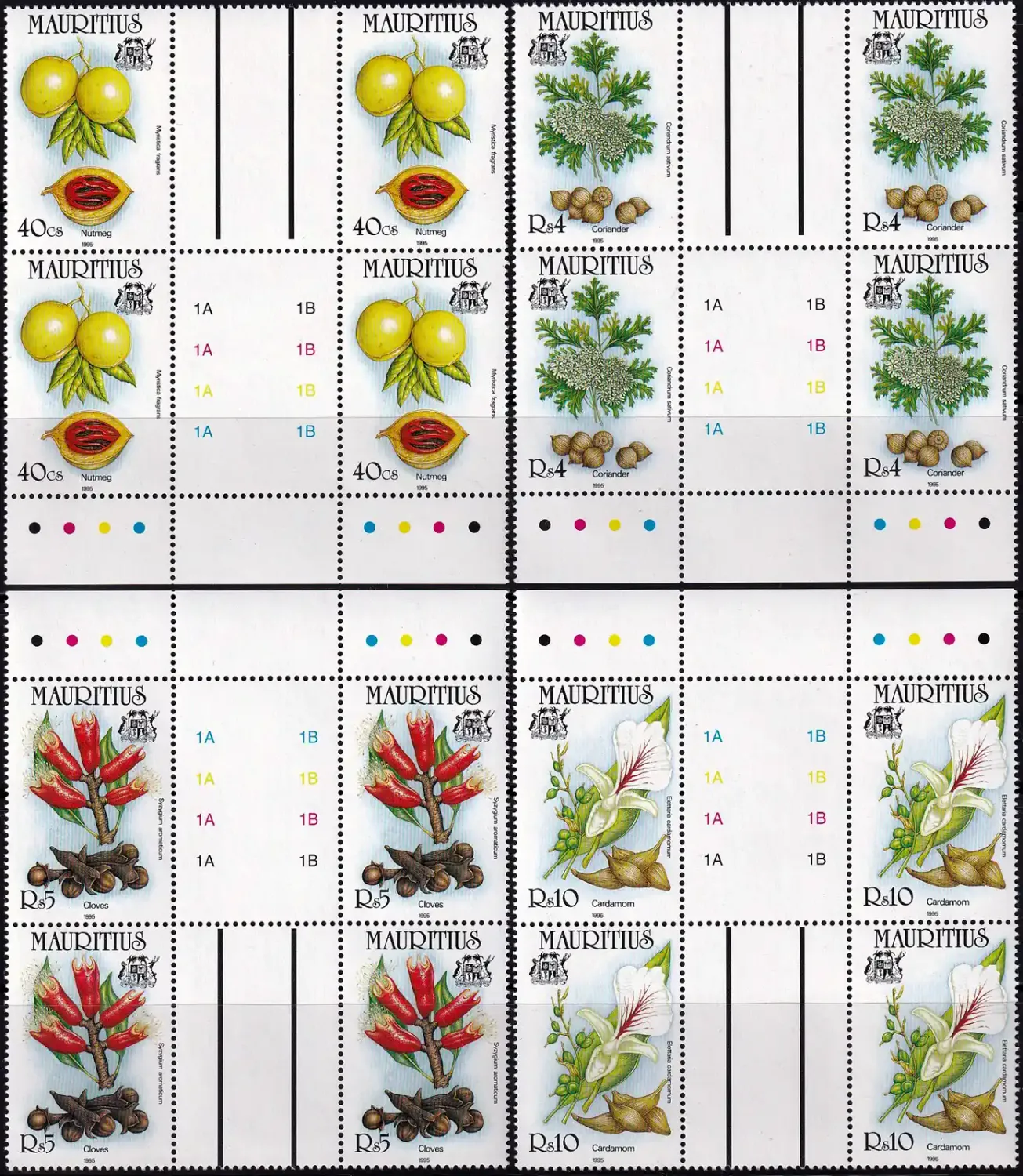 Mauritius 1995 Spices (Gutter Blocks). MNH(**) Mauritius 1995 Spices (Gutter Blocks). MNH(**)