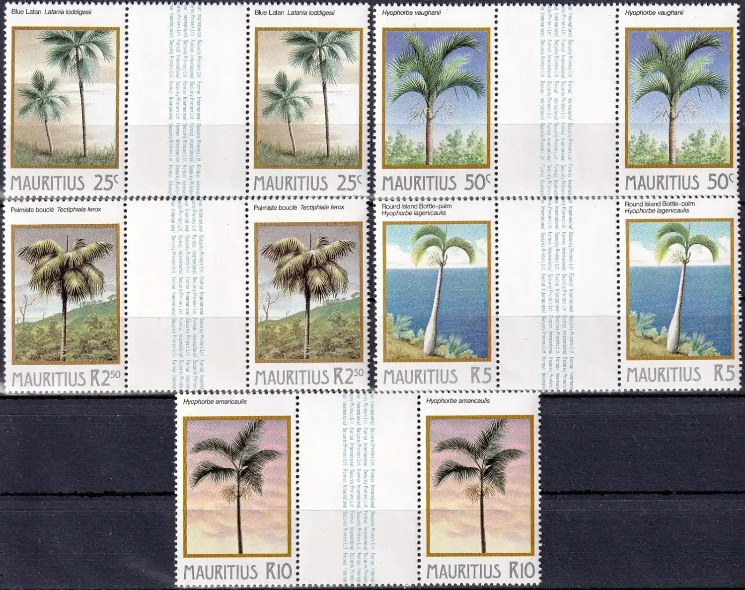 Mauritius 1984 Palm Trees (Gutter Pairs). MNH(**) Mauritius 1984 Palm Trees (Gutter Pairs). MNH(**)