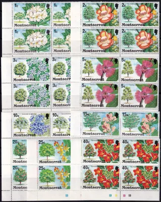 Montserrat 1976 Flowering Trees. Full Set (C/Blocks) (15v). MNH(**) Montserrat 1976 Flowering Trees. Full Set (C/Blocks) (15v). MNH(**)