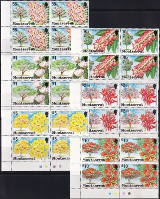 Montserrat 1976 Flowering Trees. Full Set (C/Blocks) (15v). MNH(**)
