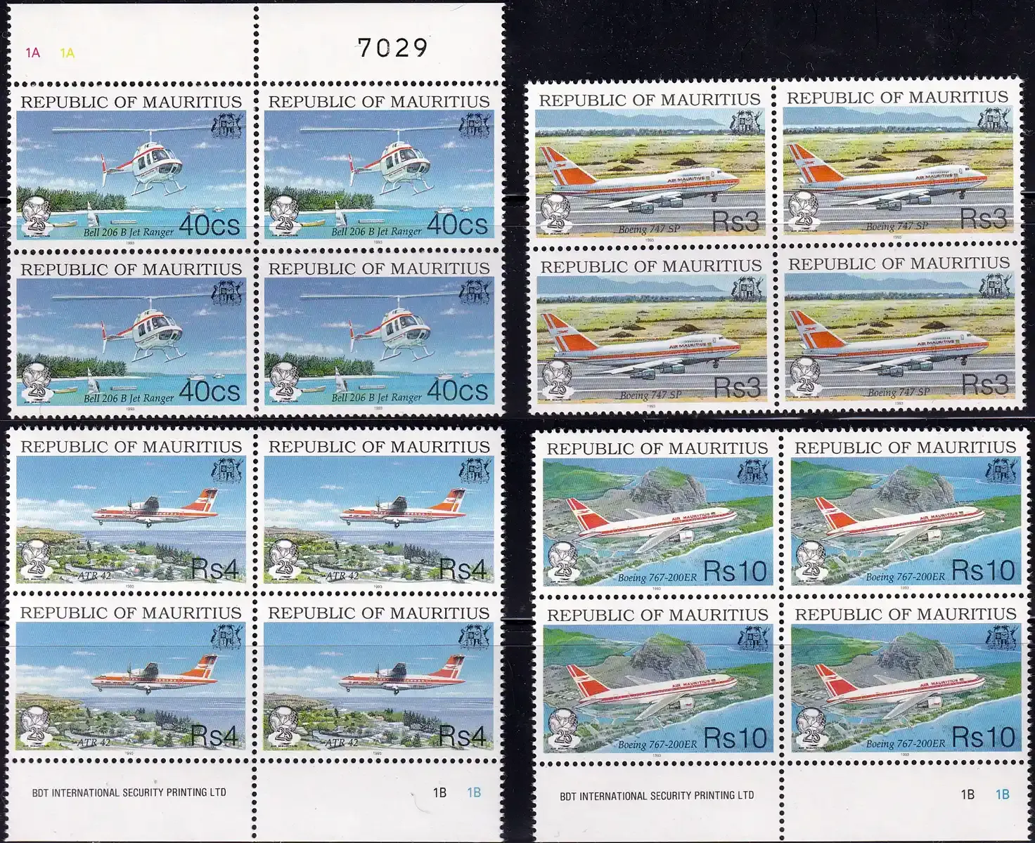 Mauritius 1993 The 25th Anniv of Air Mauritius (Blocks). MNH(**)
