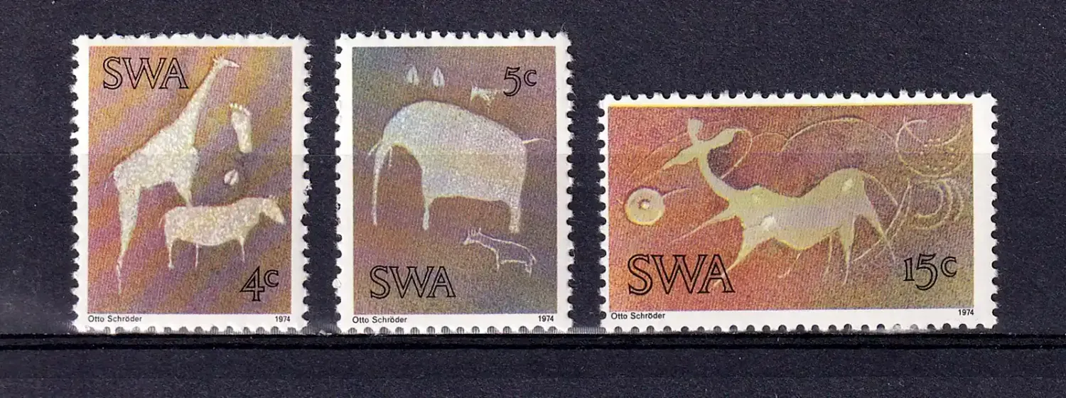 South West Africa 1974 Twyfelfontein Rock-engravings (3v). MNH(**) South West Africa 1974 Twyfelfontein Rock-engravings (3v). MNH(**)