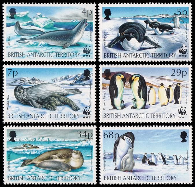 British Antarctic: 1992 WWF/Endangered Species, ANTARCTIC FAUNA. (6v). MNH(**) British Antarctic: 1992 WWF/Endangered Species, ANTARCTIC FAUNA. (6v). MNH(**)