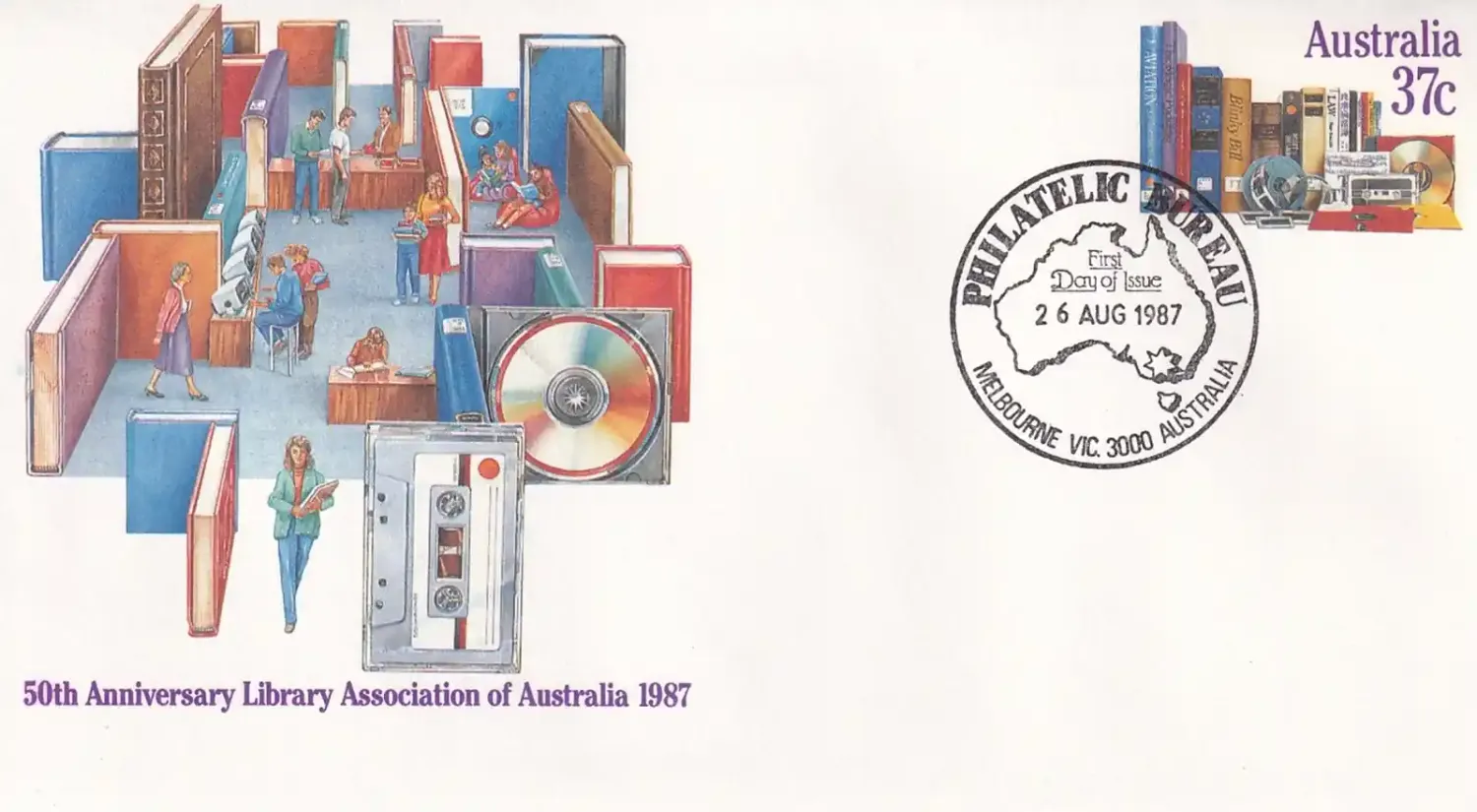 Australia 1987 50th Anniv Library Association FDC Australia 1987 50th Anniv Library Association FDC