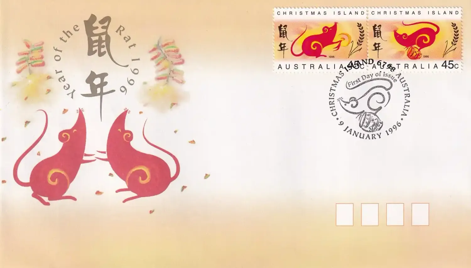 Australia, Christmas Island, 1996 Chinese New Year of the Rat. FDC Australia, Christmas Island, 1996 Chinese New Year of the Rat. FDC