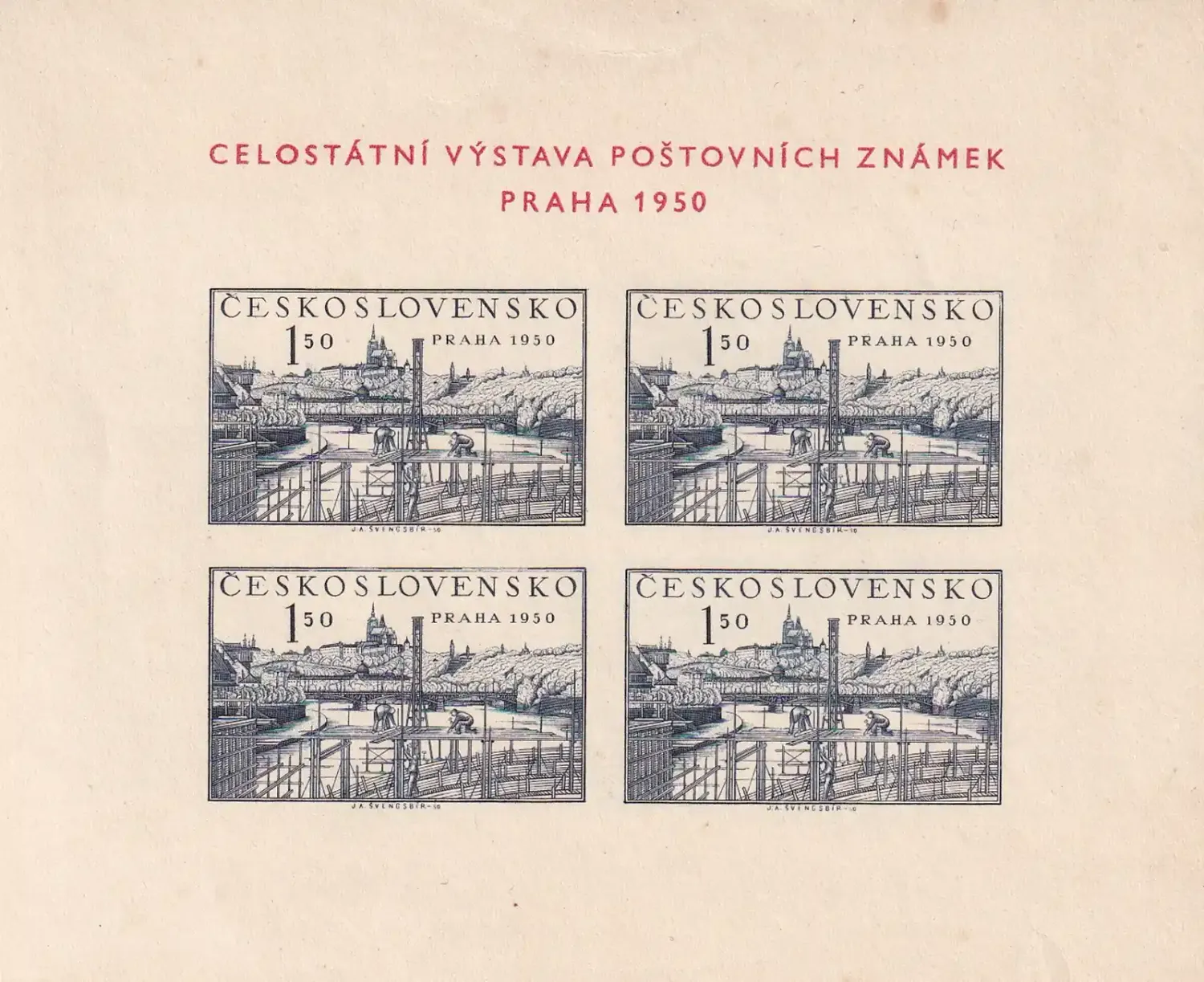 Czechoslovakia 1950 Philatelic Exhibition, Prague (ss/4v). MNH(**) Czechoslovakia 1950 Philatelic Exhibition, Prague (ss/4v). MNH(**)