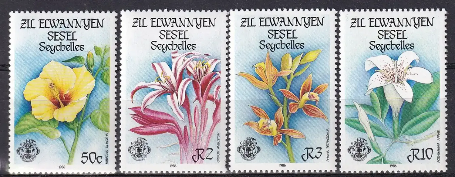 Seychelles (Zil Elwannyen Sesel) 1986 Flowers (4v), MNH(**)