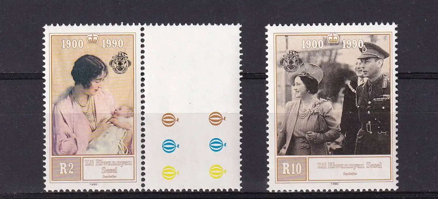 Seychelles (Zil Elwannyen Sesel) 1990 The 80th Anniv of the Birth of H.R.M. Queen Elizabeth (2v), MNH(**)