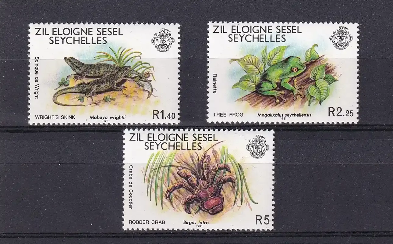 Seychelles (Zil Eloigne Sesel) 1981 Animals (3v). MNH(**) Seychelles (Zil Eloigne Sesel) 1981 Animals (3v). MNH(**)