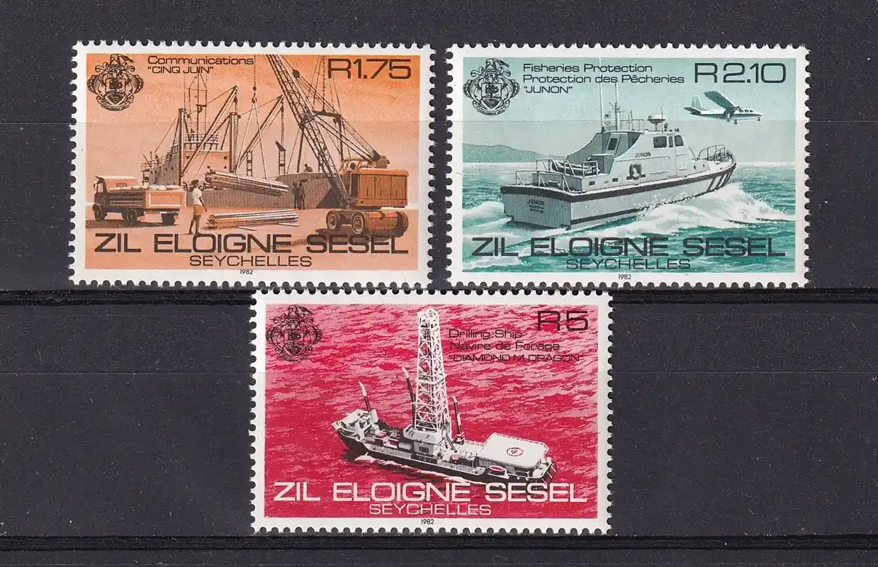 Seychelles (Zil Eloigne Sesel) 1982 Ships (3v). MNH(**) Seychelles (Zil Eloigne Sesel) 1982 Ships (3v). MNH(**)