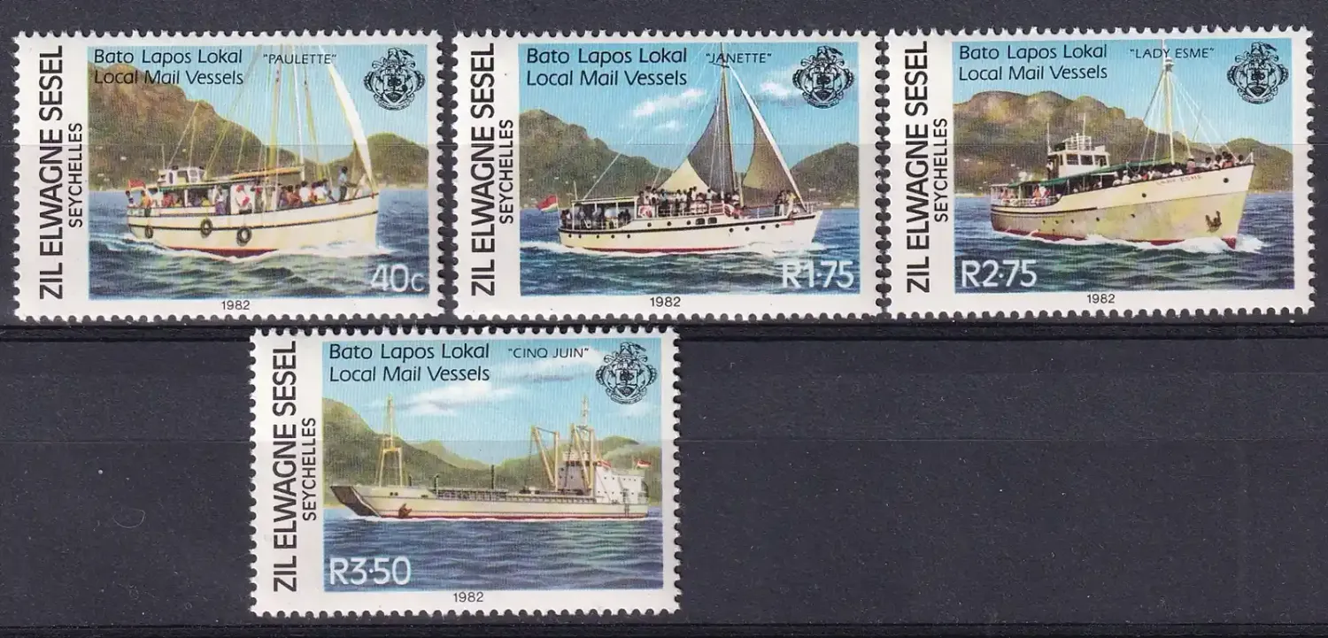 Seychelles (Zil Elwagne Sesel) 1982 Post Ships (4v). MNH(**)