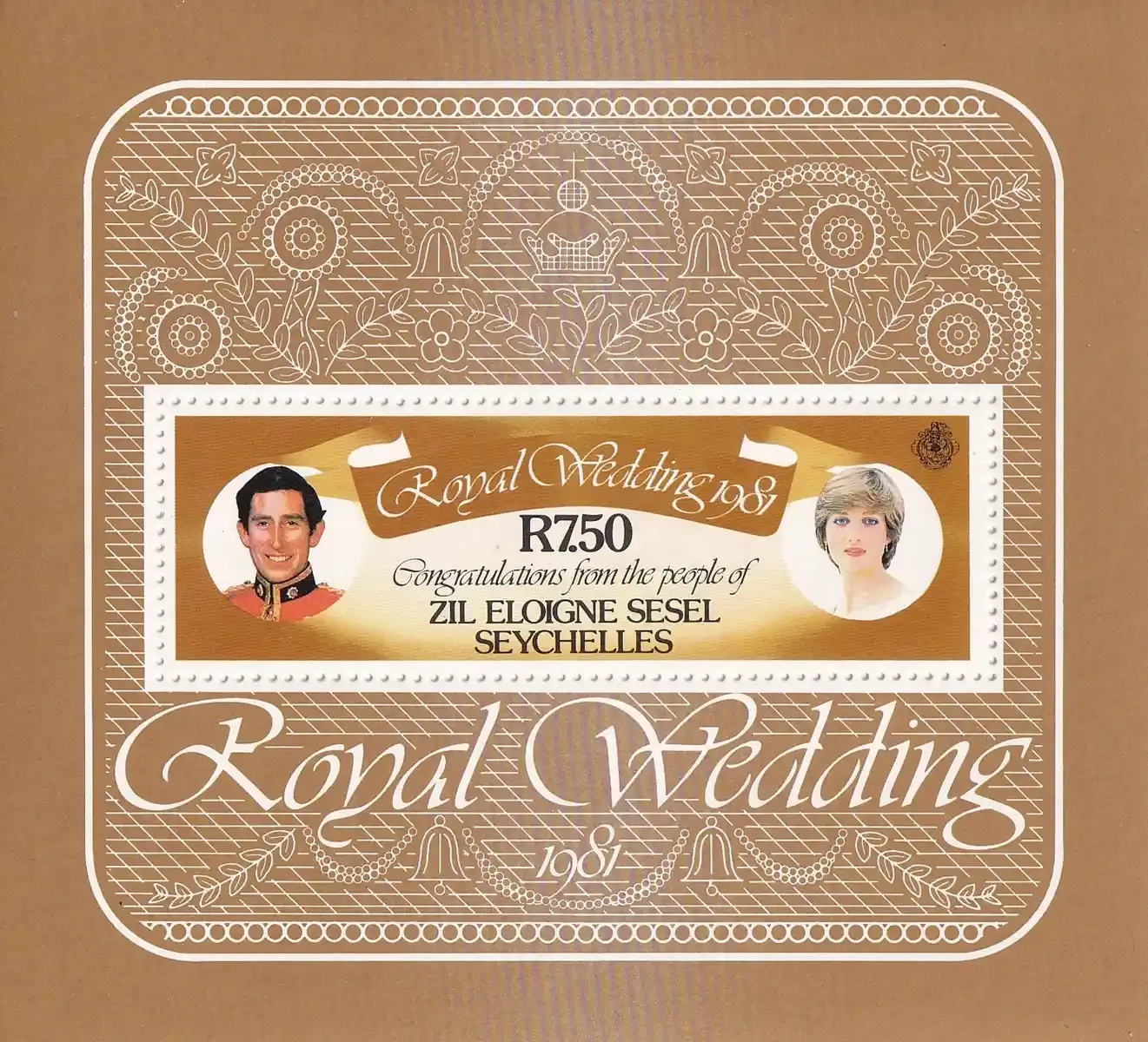 Seychelles (Zil Eloigne Sesel) 1981 Royal Wedding (ss/1v). MNH(**) Seychelles (Zil Eloigne Sesel) 1981 Royal Wedding (ss/1v). MNH(**)