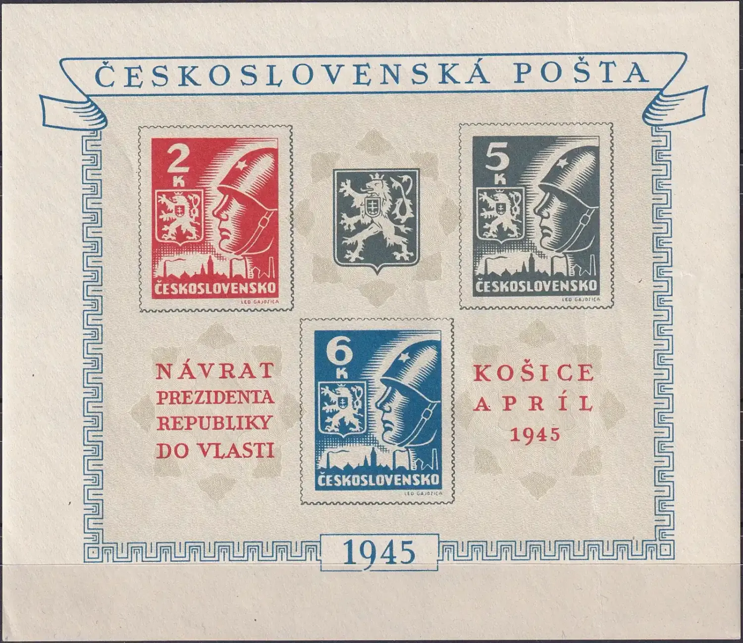 Czechoslovakia 1945 The Return of the President of the Republic to Power, Košice April 1945 (ss/3v). MNH(**) Czechoslovakia 1945 The Return of the President of the Republic to Power, Košice April 1945 (ss/3v). MNH(**)