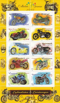 France 2002 Motorcycles (ss/10v)-MNH (**) France 2002 Motorcycles (ss/10v)-MNH (**)