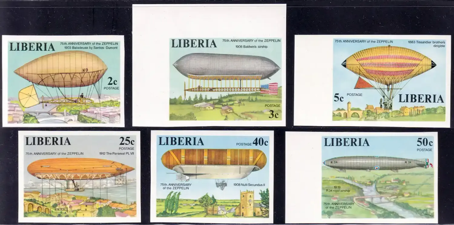 Liberia 1978, 75th Anniv of the First Zeppelin Flight. Imperf-MNH (**) Liberia 1978, 75th Anniv of the First Zeppelin Flight. Imperf-MNH (**)