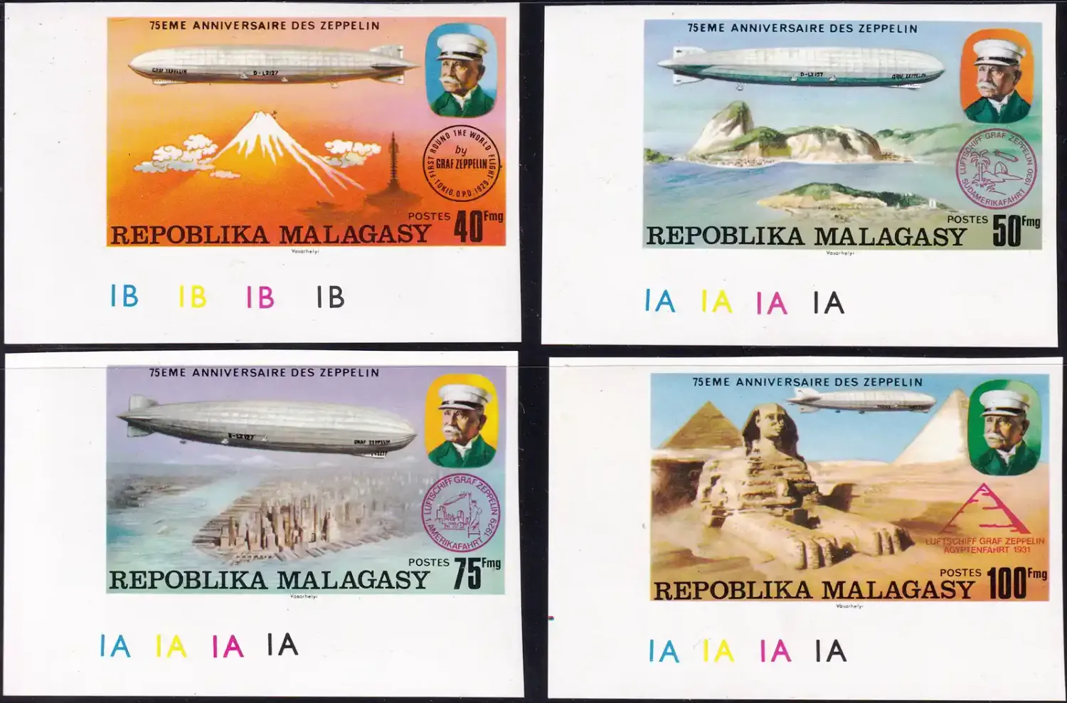 Madagascar 1976 The 75th Anniv of the Zeppelin Airships, Imperf (4v)-MNH(**) Madagascar 1976 The 75th Anniv of the Zeppelin Airships, Imperf (4v)-MNH(**)