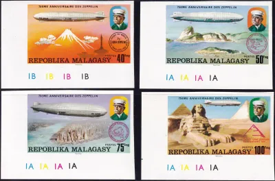 Madagascar 1976 The 75th Anniv of the Zeppelin Airships, Imperf (4v)-MNH(**) Madagascar 1976 The 75th Anniv of the Zeppelin Airships, Imperf (4v)-MNH(**)