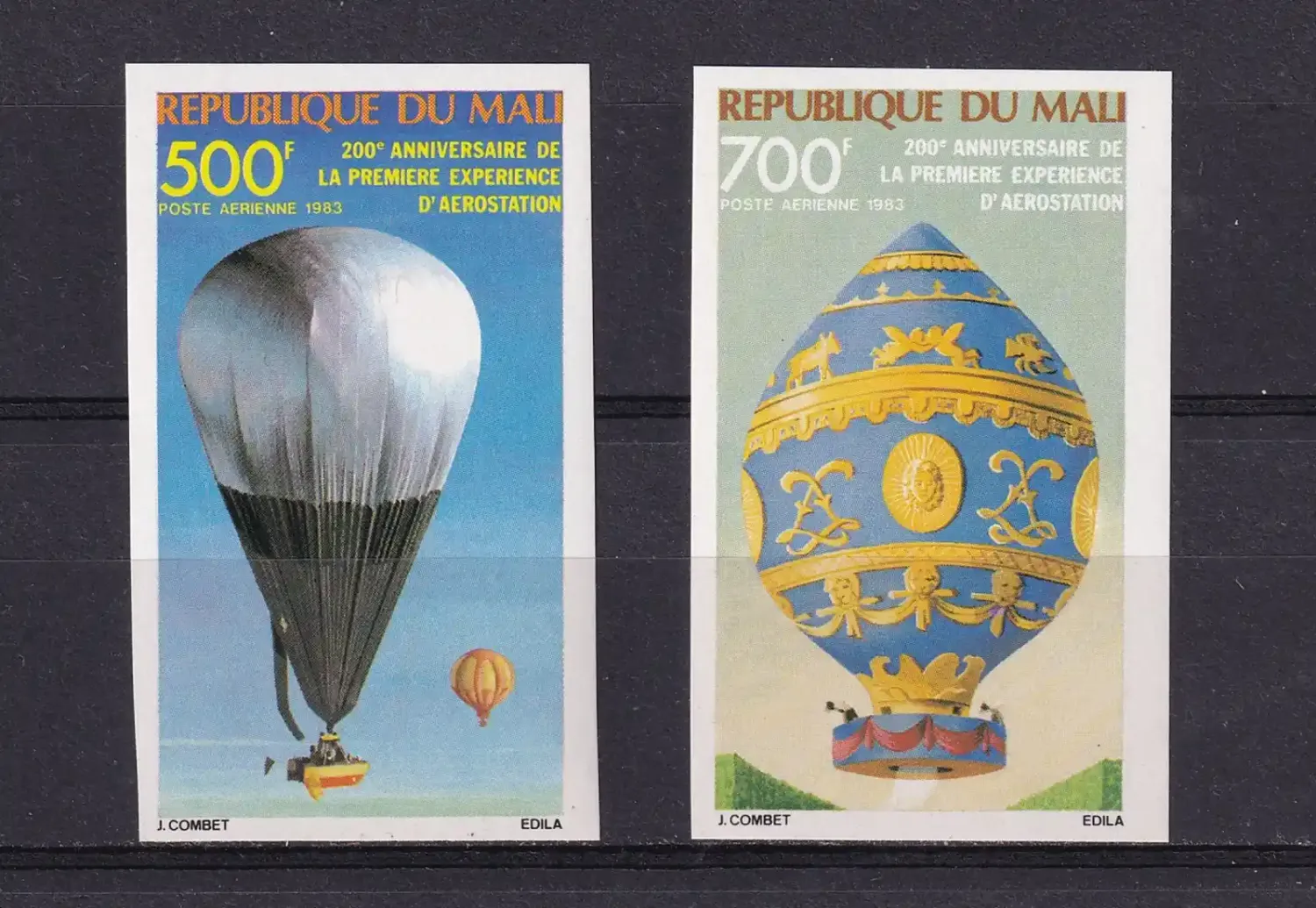 Mali 1983 Airmail - The 200th Anniv of Manned Flight, Imperf set. MNH(**) Mali 1983 Airmail - The 200th Anniv of Manned Flight, Imperf set. MNH(**)