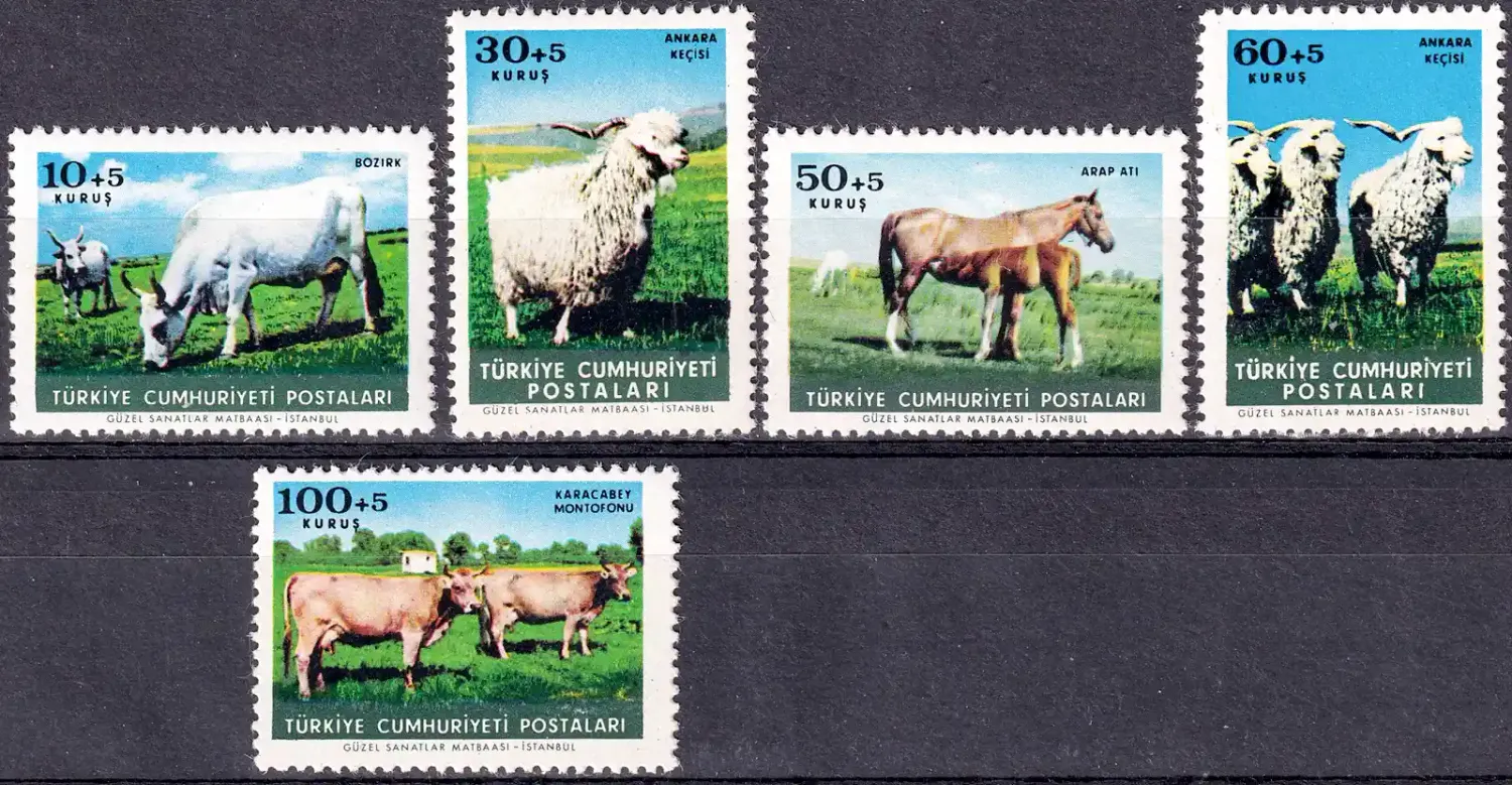Turkey 1964 Animal Protection Fund. (5v) MNH(**) Turkey 1964 Animal Protection Fund. (5v) MNH(**)