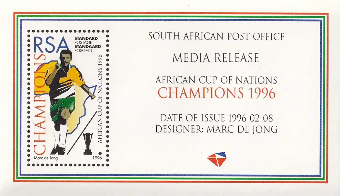 South Africa 1996 South Africa's Victory in African Nations Football Championships. Media Sheet MNH(**) South Africa 1996 South Africa's Victory in African Nations Football Championships. Media Sheet MNH(**)