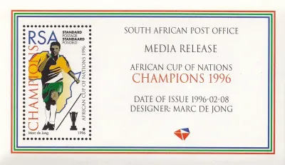 South Africa 1996 South Africa's Victory in African Nations Football Championships. Media Sheet MNH(**)