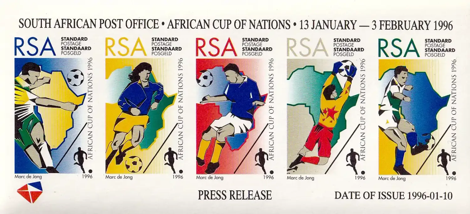 South Africa 1996 African Nations Football Championship, South Africa - Map and Players. Media Sheet MNH(**) South Africa 1996 African Nations Football Championship, South Africa - Map and Players. Media Sheet MNH(**)