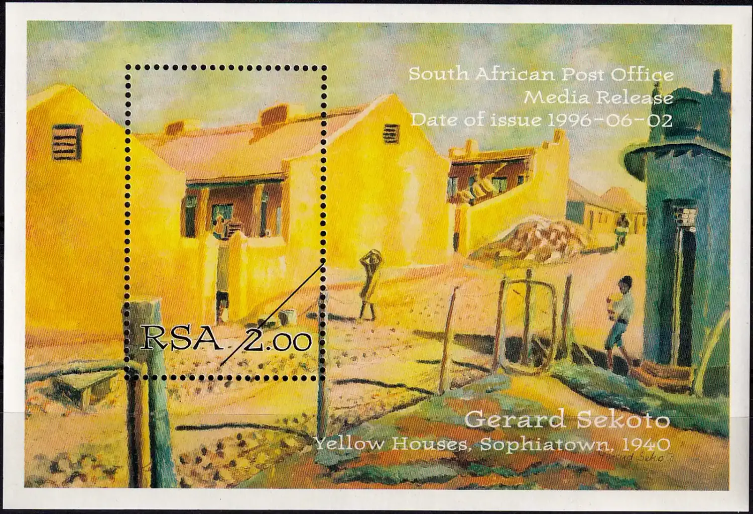 South Africa 1996 Gerard Sekoto Commemoration, Paintings. Media Sheet MNH(**) South Africa 1996 Gerard Sekoto Commemoration, Paintings. Media Sheet MNH(**)