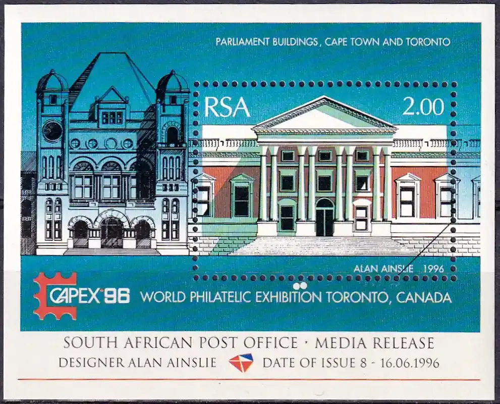 South Africa 1996 CAPEX '96 International Stamp Exhibition, Toronto. Media Sheet MNH(**)
