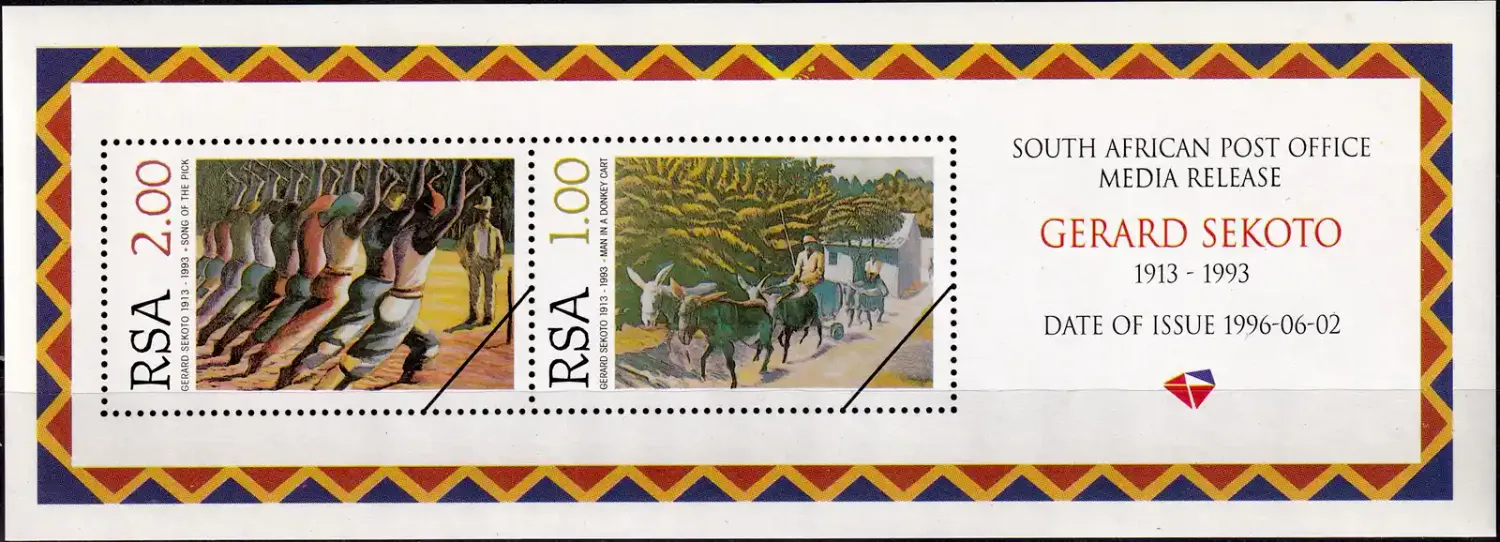 South Africa 1996 Gerard Sekoto Commemoration, Paintings. Media Sheet MNH(**)