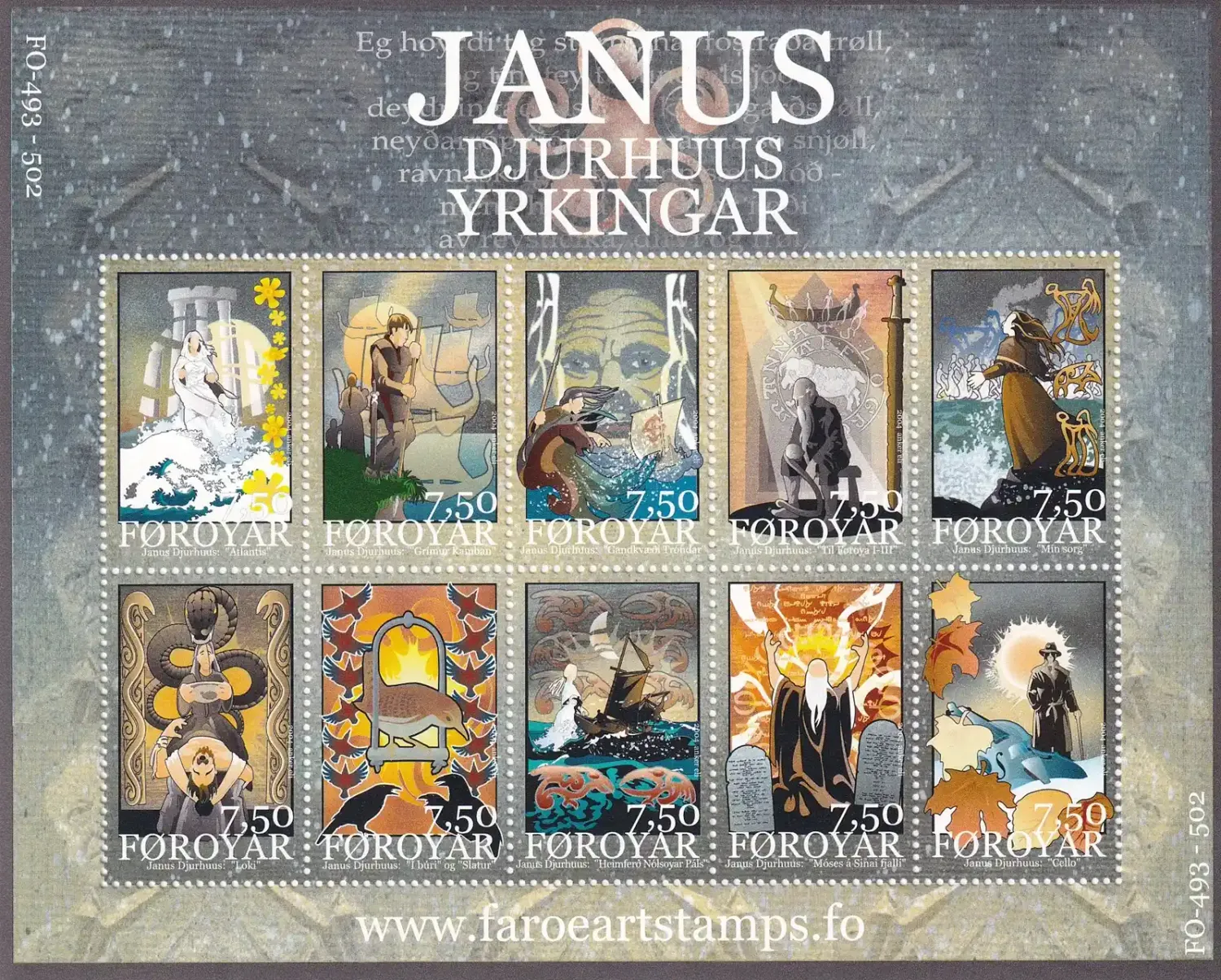 Faroe Islands 2004 Poems of Janus Djurhuus (ss/10v). MNH(**) Faroe Islands 2004 Poems of Janus Djurhuus (ss/10v). MNH(**)