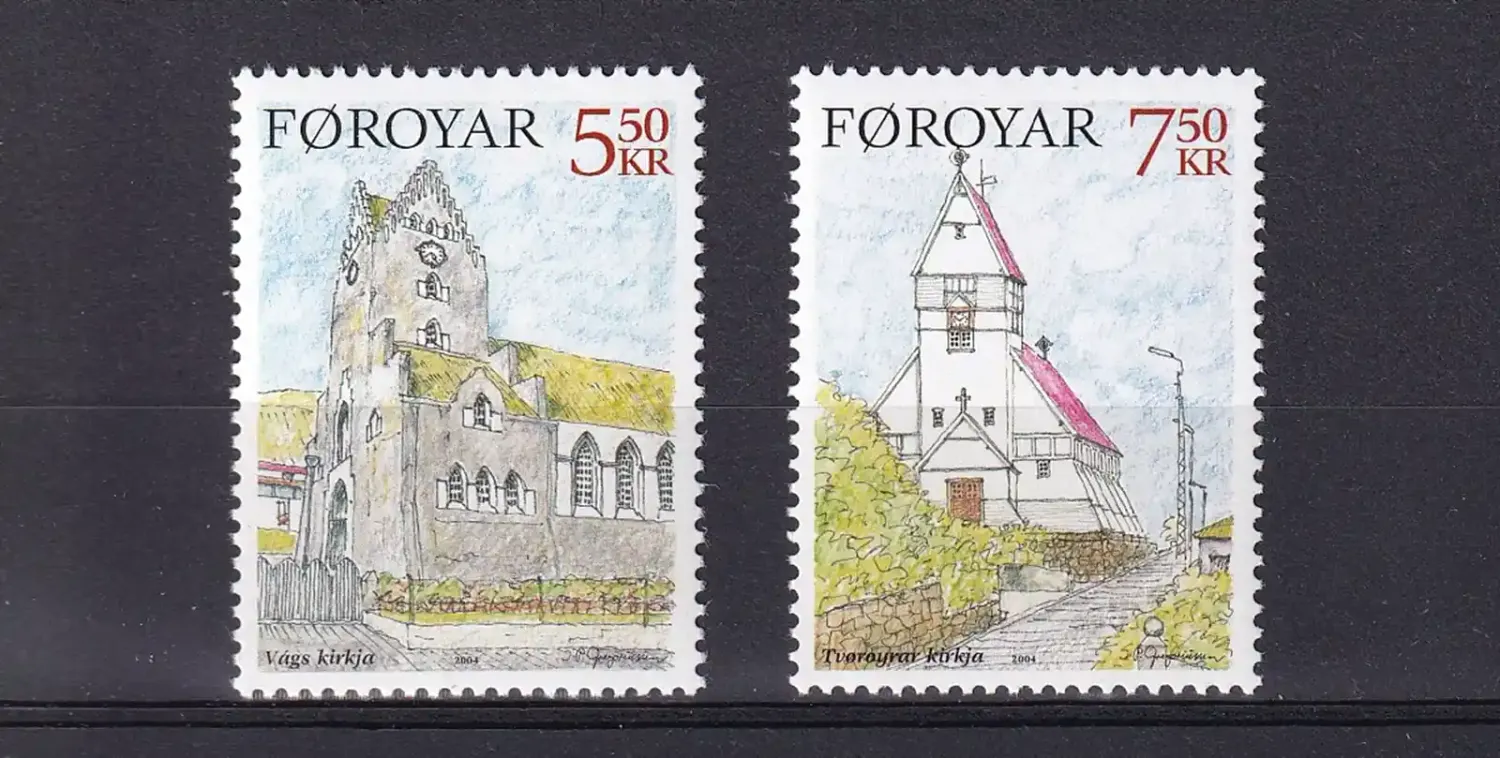 Faroe Islands 2004 Merry Christmas, Buildings (2v). MNH(**) Faroe Islands 2004 Merry Christmas, Buildings (2v). MNH(**)