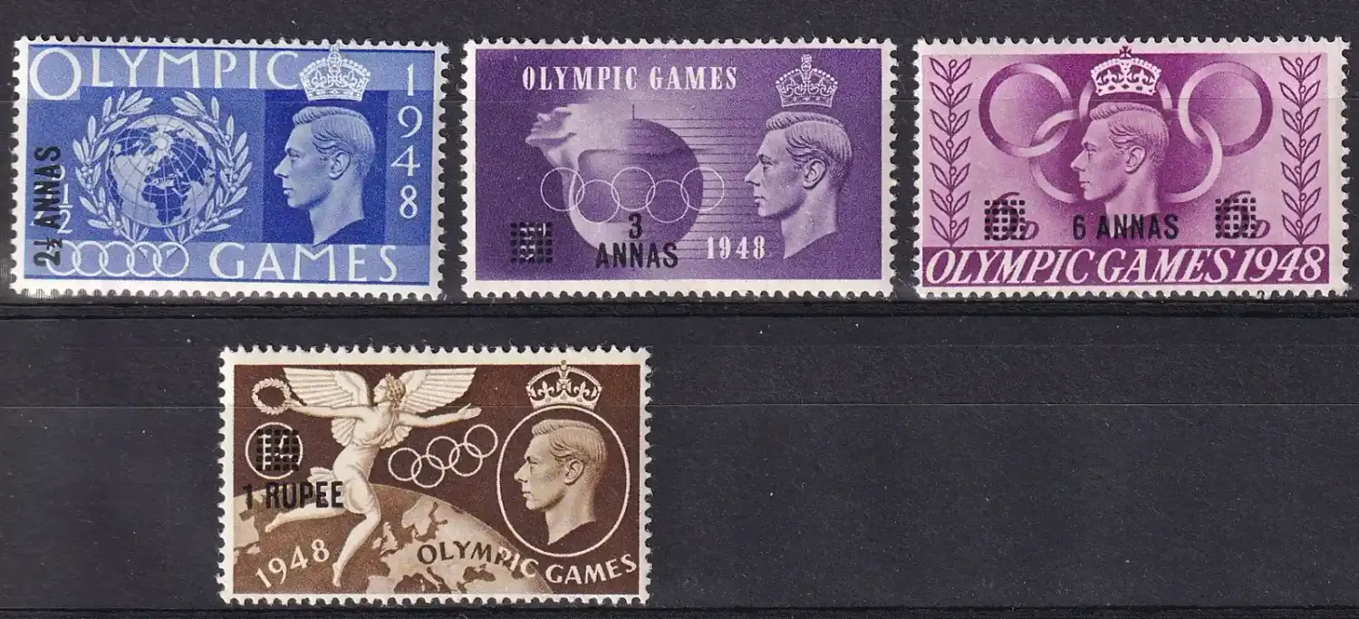 Muscat 1948 Olympics, Great Britain Postage Stamps Overprinted, LH(*) Muscat 1948 Olympics, Great Britain Postage Stamps Overprinted, LH(*)